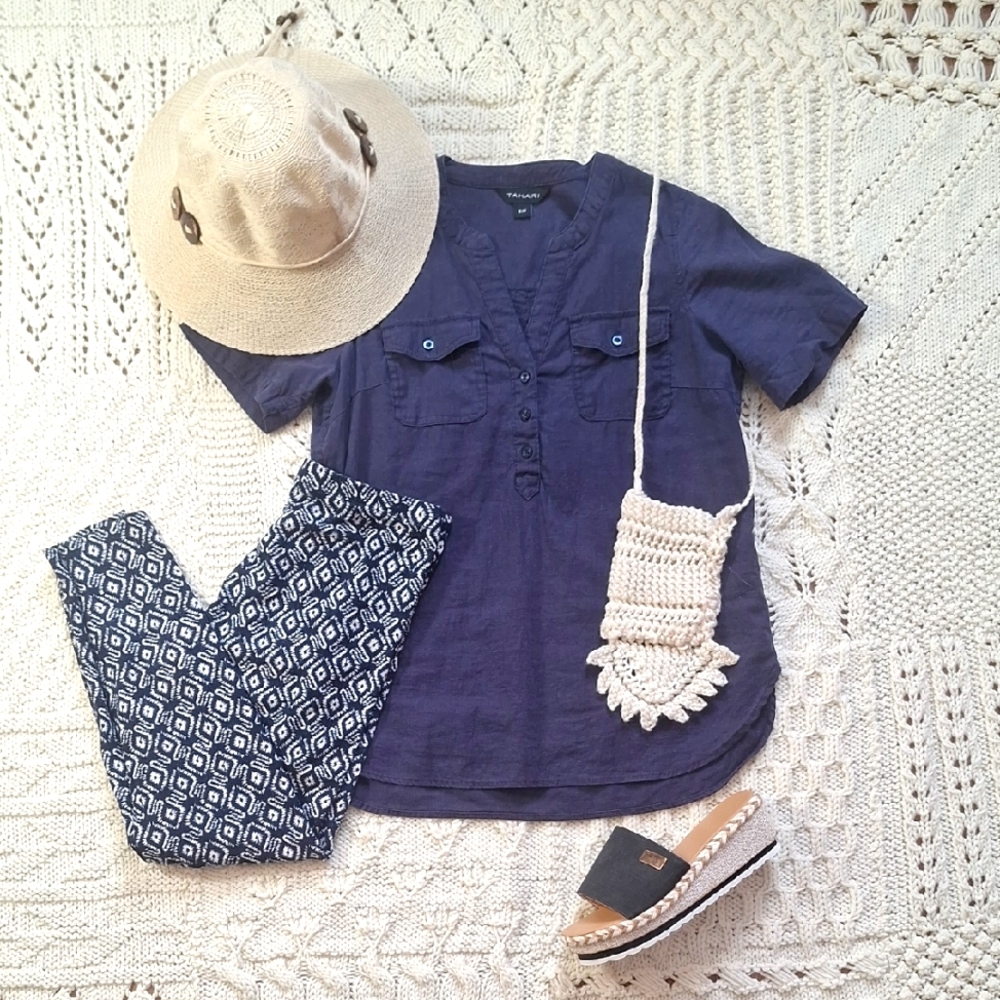 Relaxed Fit Linen Top